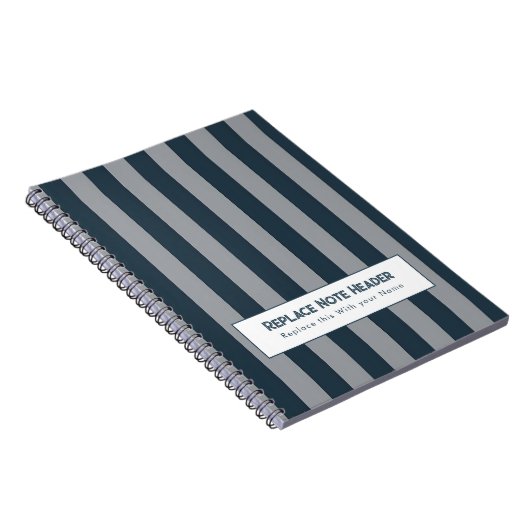 Personalized Vertical Stripe Blue Grey Notizblock (Rechte Seite)