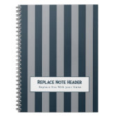 Personalized Vertical Stripe Blue Grey Notizblock (Vorderseite)