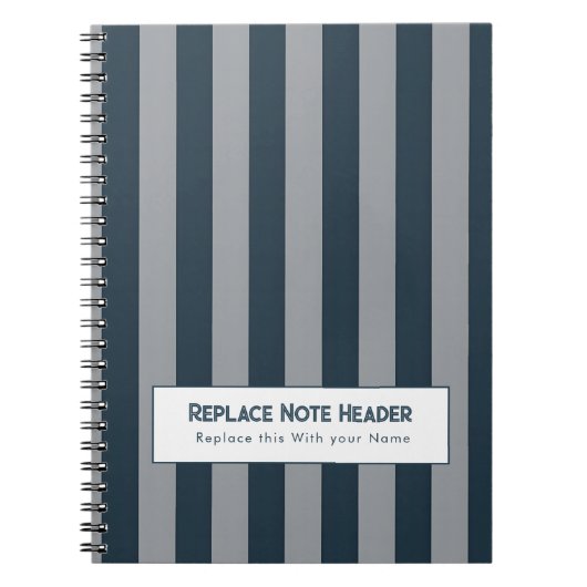 Personalized Vertical Stripe Blue Grey Notizblock (Vorderseite)
