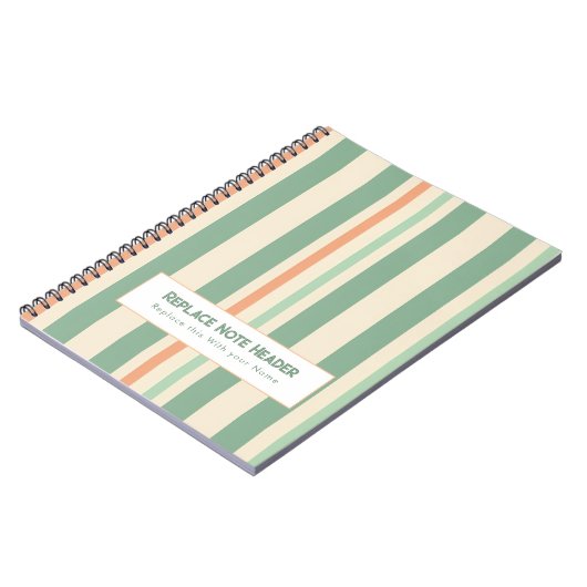 Personalized Vertical Stripe Green Orange Notizblock (Linke Seite)