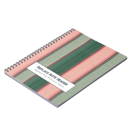Personalized Vertical Stripe Green Pink Notizblock (Linke Seite)