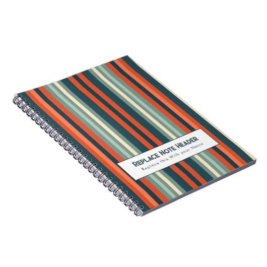 Personalized Vertical Stripe Teal Rust Notizblock (Rechte Seite)