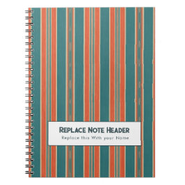 Personalized Vertical Stripe Teal Rust Notizblock