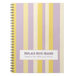 Personalized Vertical Stripe Yellow Lavender Notizblock