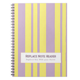 Personalized Vertical Stripe Yellow Lavender Notizblock