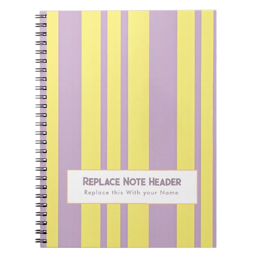 Personalized Vertical Stripe Yellow Lavender Notizblock (Vorderseite)