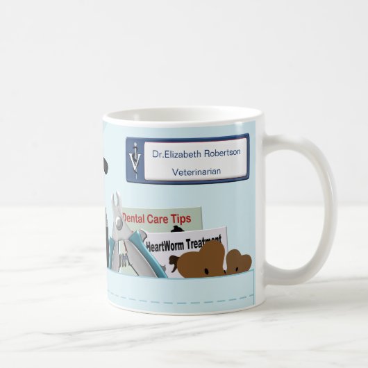 Personalized Veterinary Scrubs Light Blue Kaffeetasse (Rechts)