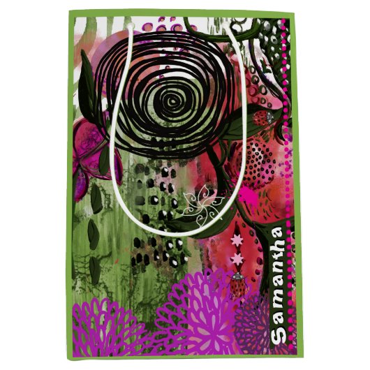 Personalized Vibrant Abstract Mixed Media Art  Mittlere Geschenktüte (Vorderseite)