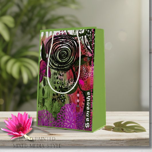 Personalized Vibrant Abstract Mixed Media Art  Mittlere Geschenktüte