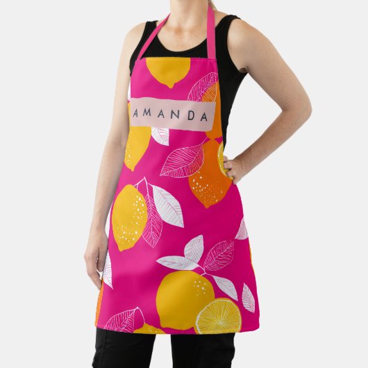 Personalized Vibrant Citrus Lemon Pattern Schürze (InSitu)