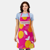 Personalized Vibrant Citrus Lemon Pattern Schürze (Getragen)