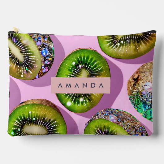 Personalized Vibrant Glitter Kiwi Pop Art Design Zubehörtasche (Vorderseite)