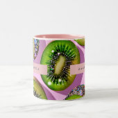 Personalized Vibrant Glitter Kiwi Pop Art Design Zweifarbige Tasse (Mittel)
