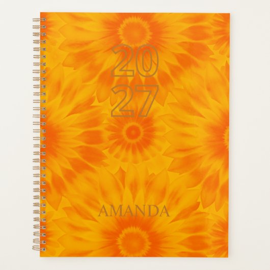 Personalized Vibrant Sunflower Orange Tie-Dye Art Planer (Vorderseite)