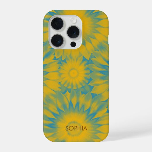Personalized Vibrant Sunflower Tie-Dye Art iPhone Hülle (Rückseite)