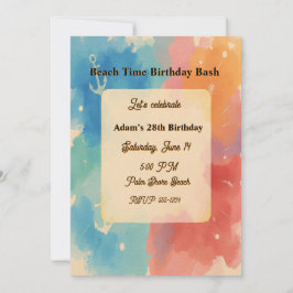 Personalized Vibrant Watercolor Beach Invitation Einladung