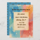 Personalized Vibrant Watercolor Beach Invitation Einladung (Vorne/Hinten)