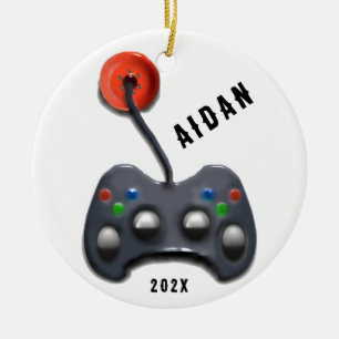 personalized video gamer keramik ornament