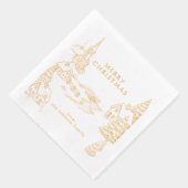 Personalized Village in Winter Christmas Gold Servietten Mit Folie (Rechts)