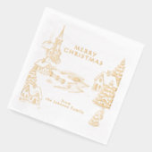 Personalized Village in Winter Christmas Gold Servietten Mit Folie (Links)