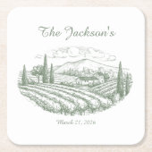 Personalized Vineyard Wedding Coasters Rechteckiger Pappuntersetzer (Vorderseite)