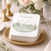 Personalized Vineyard Wedding Coasters Rechteckiger Pappuntersetzer