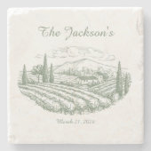 Personalized Vineyard Wedding Coasters Steinuntersetzer (Vorderseite)
