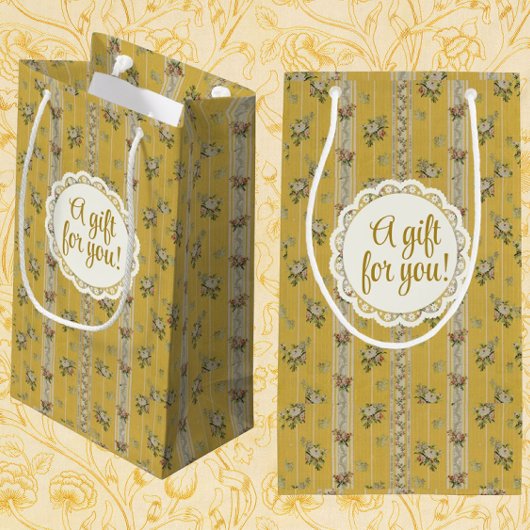 Personalized Vintage Antique Wallpaper Yellow  Mittlere Geschenktüte
