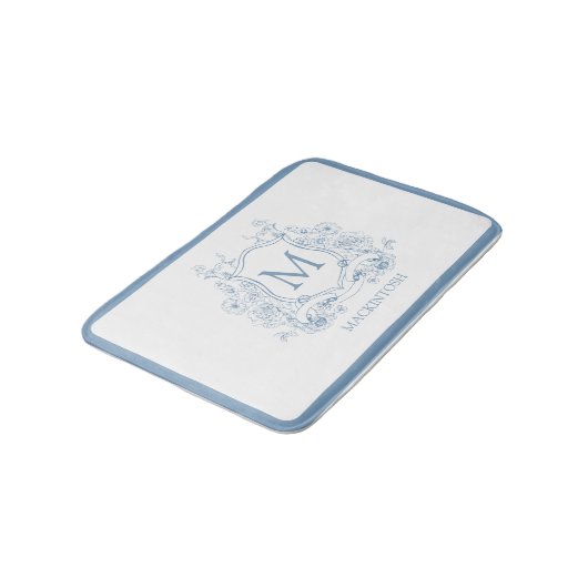 Personalized Vintage Blue Bath Mat Badematte (Schrägansicht)