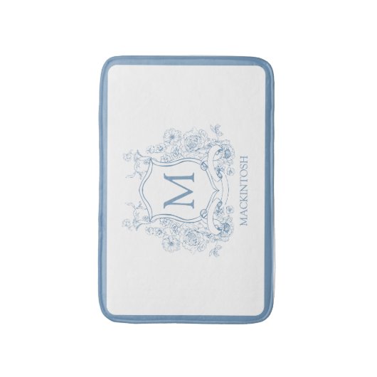Personalized Vintage Blue Bath Mat Badematte (Vorderseite Vertikal)