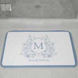 Personalized Vintage Blue Bath Mat Badematte