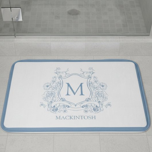Personalized Vintage Blue Bath Mat Badematte