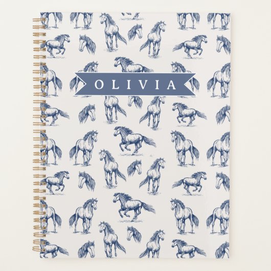 Personalized Vintage Blue Horse Classic Country Planer (Vorderseite)