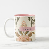 Personalized Vintage Blush Flower  Zweifarbige Tasse (Links)