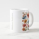 Personalized Vintage Botanical Poppies Jumbo-Tasse (Vorderseite Rechts)