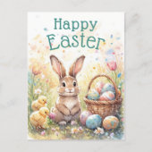 Personalized Vintage Bunny Chicks And Easter Eggs Postkarte (Vorderseite)