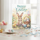Personalized Vintage Bunny Chicks And Easter Eggs Postkarte