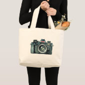 Personalized Vintage Camera Tote Bag Jumbo Stoffbeutel (Vorderseite (Produkt))