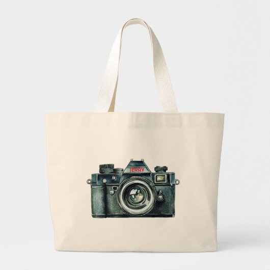 Personalized Vintage Camera Tote Bag Jumbo Stoffbeutel (Vorne)