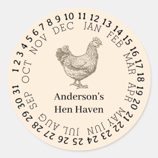 Personalized vintage chicken farm runder aufkleber (Vorderseite)