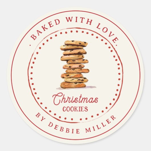 Personalized Vintage Christmas Cookies Baking Runder Aufkleber (Vorderseite)