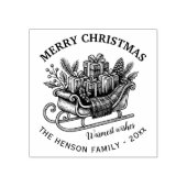 Personalized Vintage Christmas Sleigh with Gifts Gummistempel (Prägung)