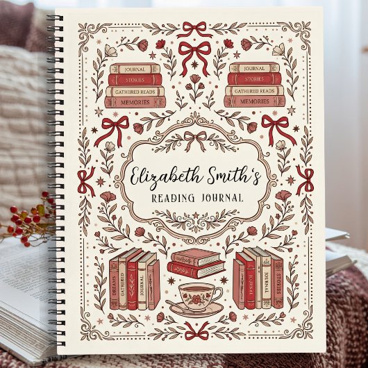 Personalized Vintage Coquette Reading Journal Notizblock