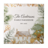 Personalized Vintage Country House Family Name Fliese (Vorderseite)
