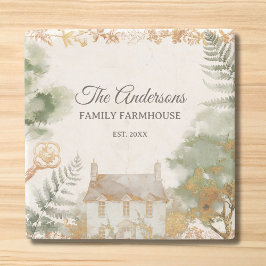 Personalized Vintage Country House Family Name Steinuntersetzer