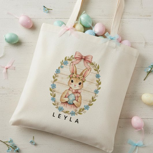 Personalized Vintage Easter Bunny Pastel Tote Bag Tragetasche