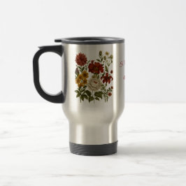 Personalized Vintage Floral Mug, Custom Name Gift Reisebecher