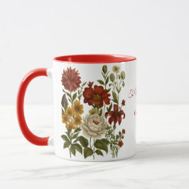 Personalized Vintage Floral Mug, Custom Name Gift Tasse