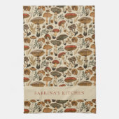 Personalized Vintage Forest Mushroom Pattern  Geschirrtuch (Vertikal)