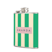 Personalized Vintage Green and Cream Stripe Flachmann (Links)